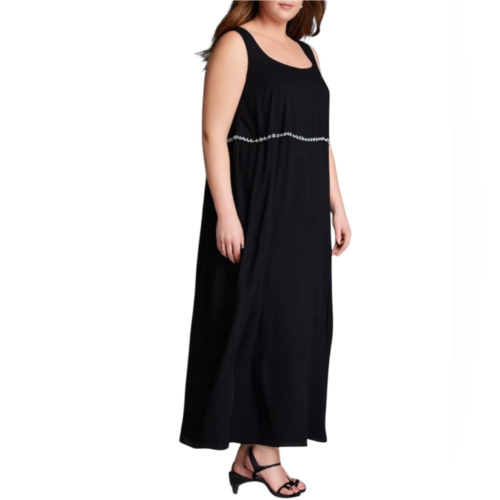 After Dark Black Rhinestone Square Neck Maxi Formal Dress Minimalist Simple Plus